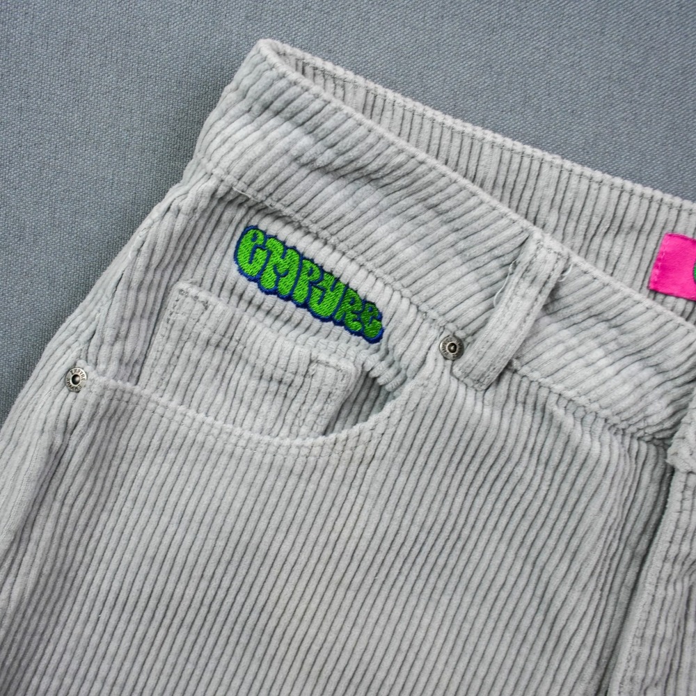 EMPYRE Tori Corduroy Pants Gray Youth Size 0 Embroidered Logo Streetwear 26X30